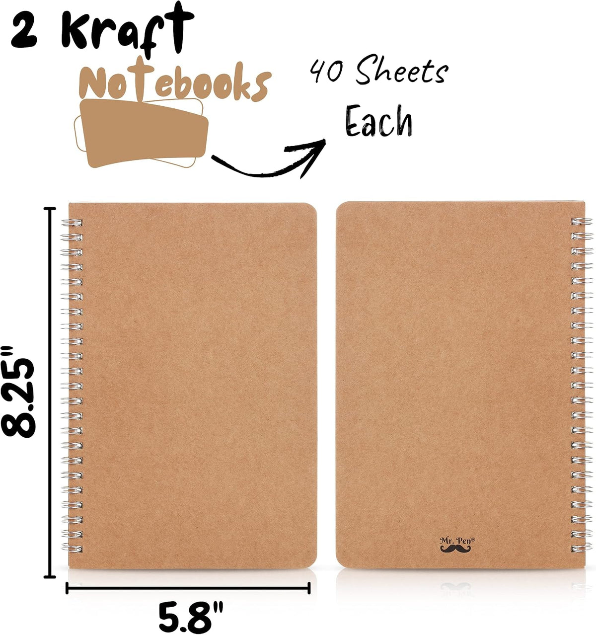 - Spiral Notebook, A5, Kraft Cover, 2 Pack, 80 Pages, Sketch Book, Drawing Notebook, Notebook Spiral, Spiral Bound Notebook, Spiral Sketchbook, Blank Journal Notebook, Unlined Notebook