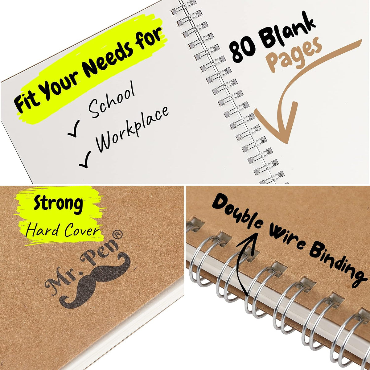 - Spiral Notebook, A5, Kraft Cover, 2 Pack, 80 Pages, Sketch Book, Drawing Notebook, Notebook Spiral, Spiral Bound Notebook, Spiral Sketchbook, Blank Journal Notebook, Unlined Notebook